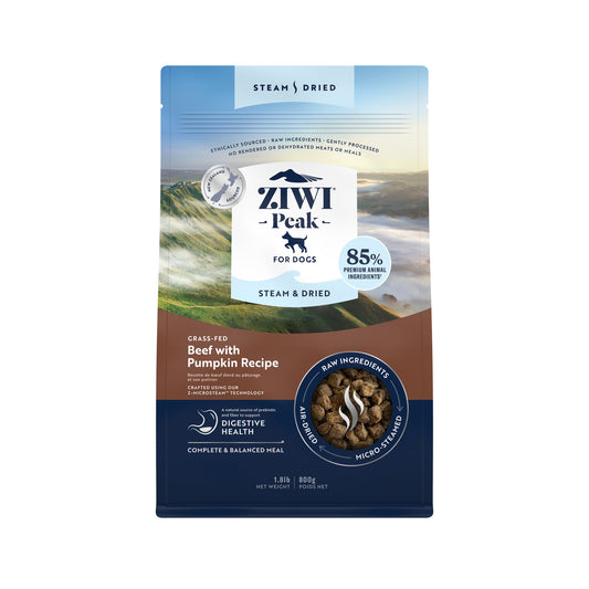 Ziwi Peak Steam & Dried Grass-fed Beef with Pumpkin Dry Dog Food