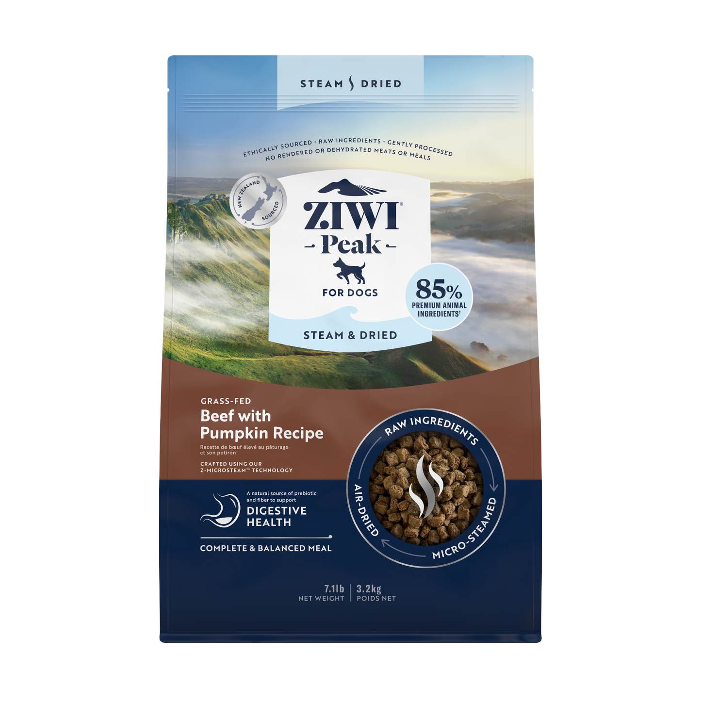 Ziwi Peak Steam & Dried Grass-fed Beef with Pumpkin Dry Dog Food