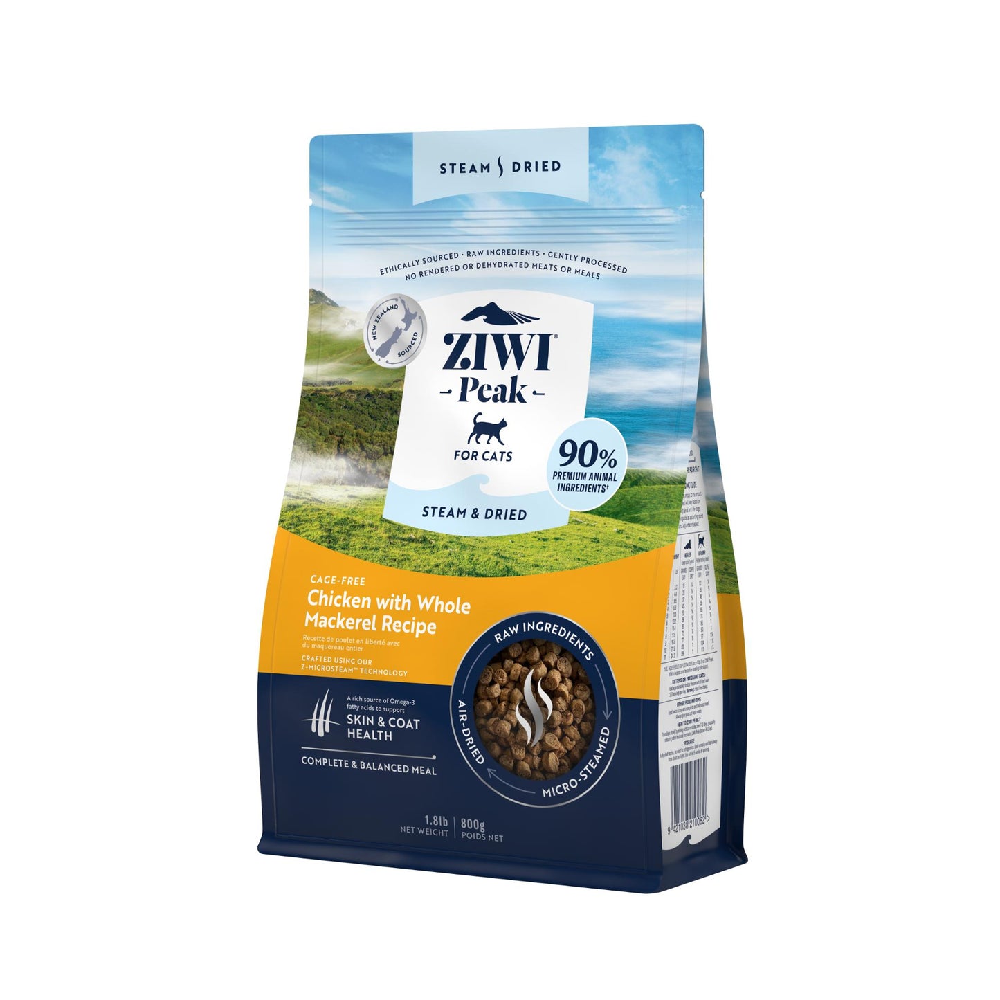 Ziwi Peak Steam & Dried Cage-free Chicken with Whole Mackerel Dry Cat Food