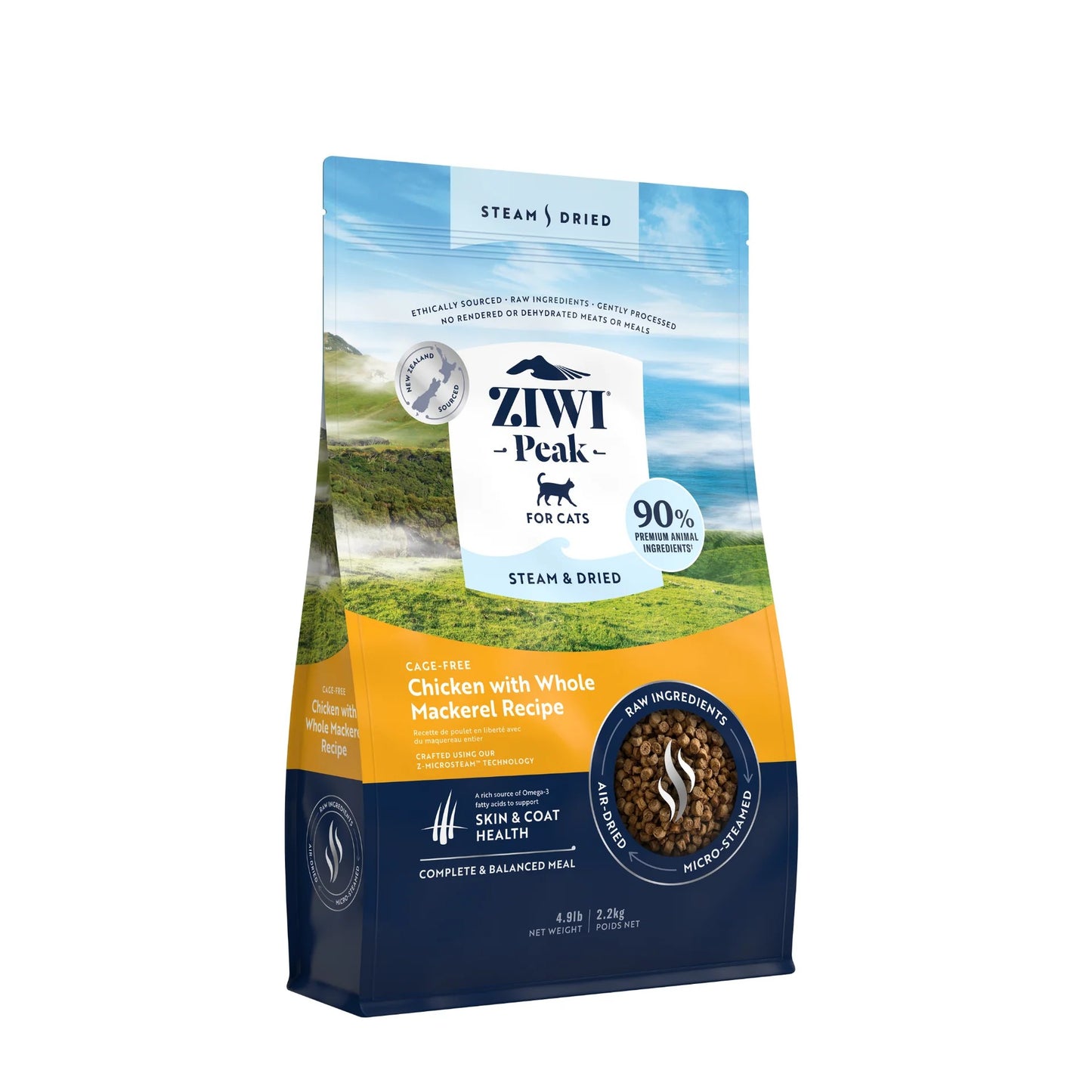 Ziwi Peak Steam & Dried Cage-free Chicken with Whole Mackerel Dry Cat Food