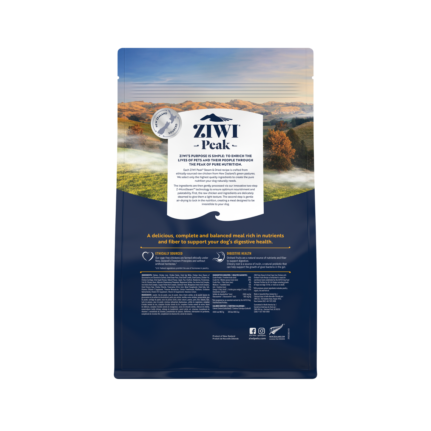 Ziwi Peak Steam & Dried Cage-free Chicken with Orchard Fruits Dry Dog Food