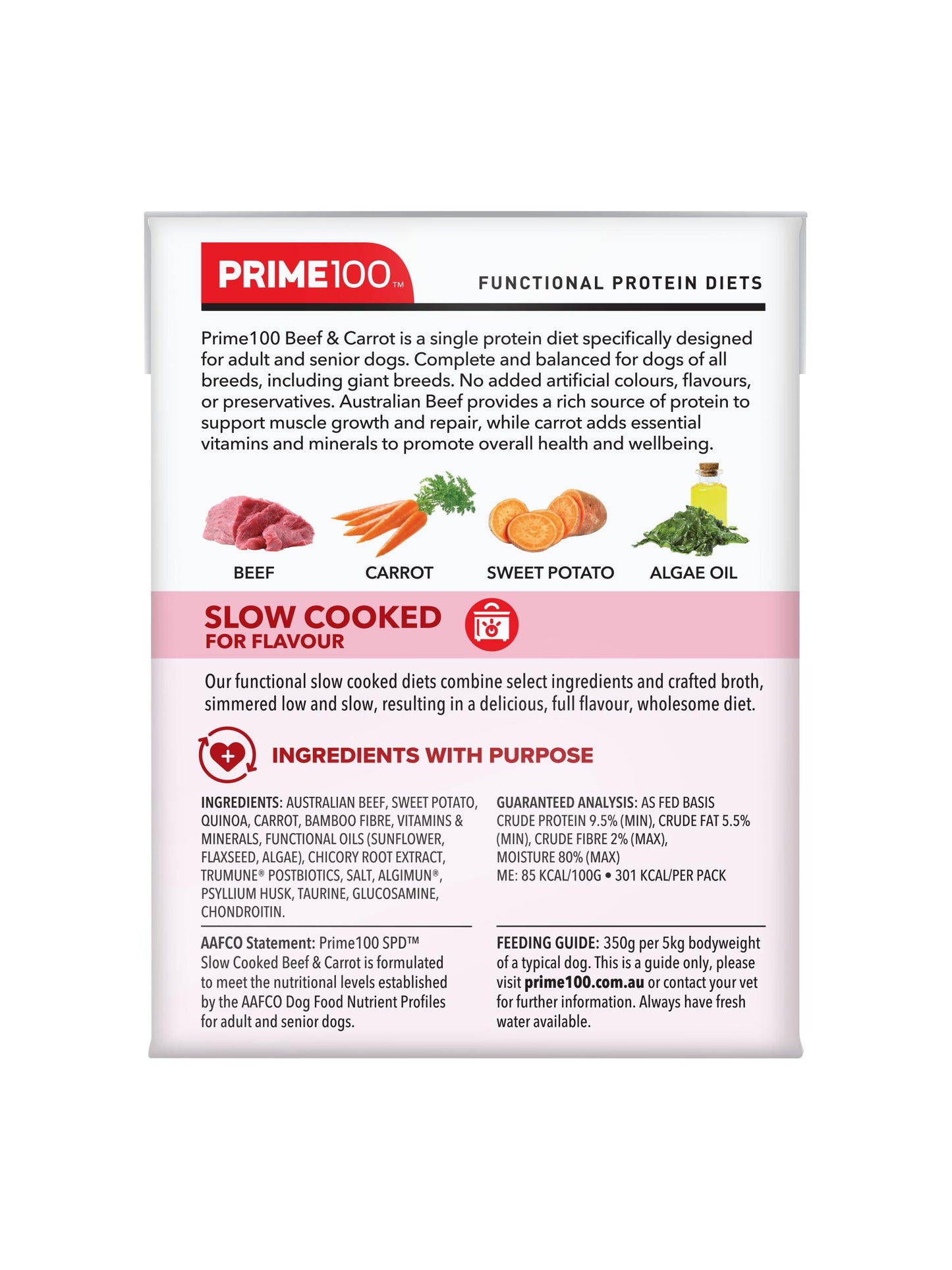 Prime100 SPD Slow Cooked Beef & Carrot Wet Dog Food