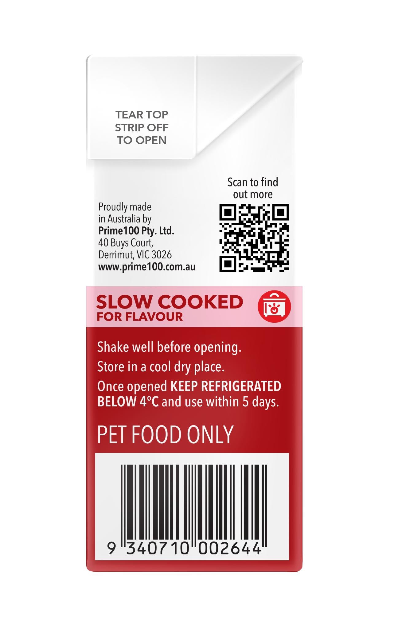 Prime100 SPD Slow Cooked Beef & Carrot Wet Dog Food