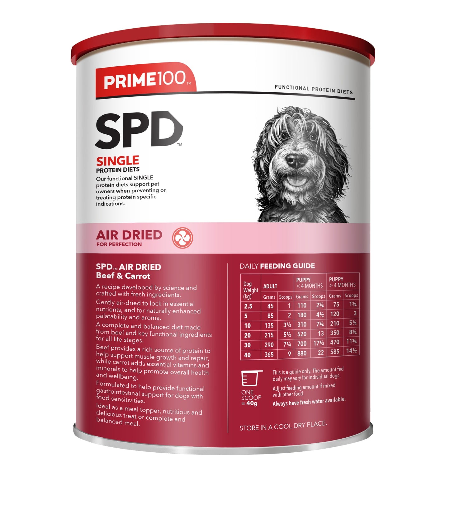 Prime100 SPD Air Dried Beef & Carrot Dry Dog Food