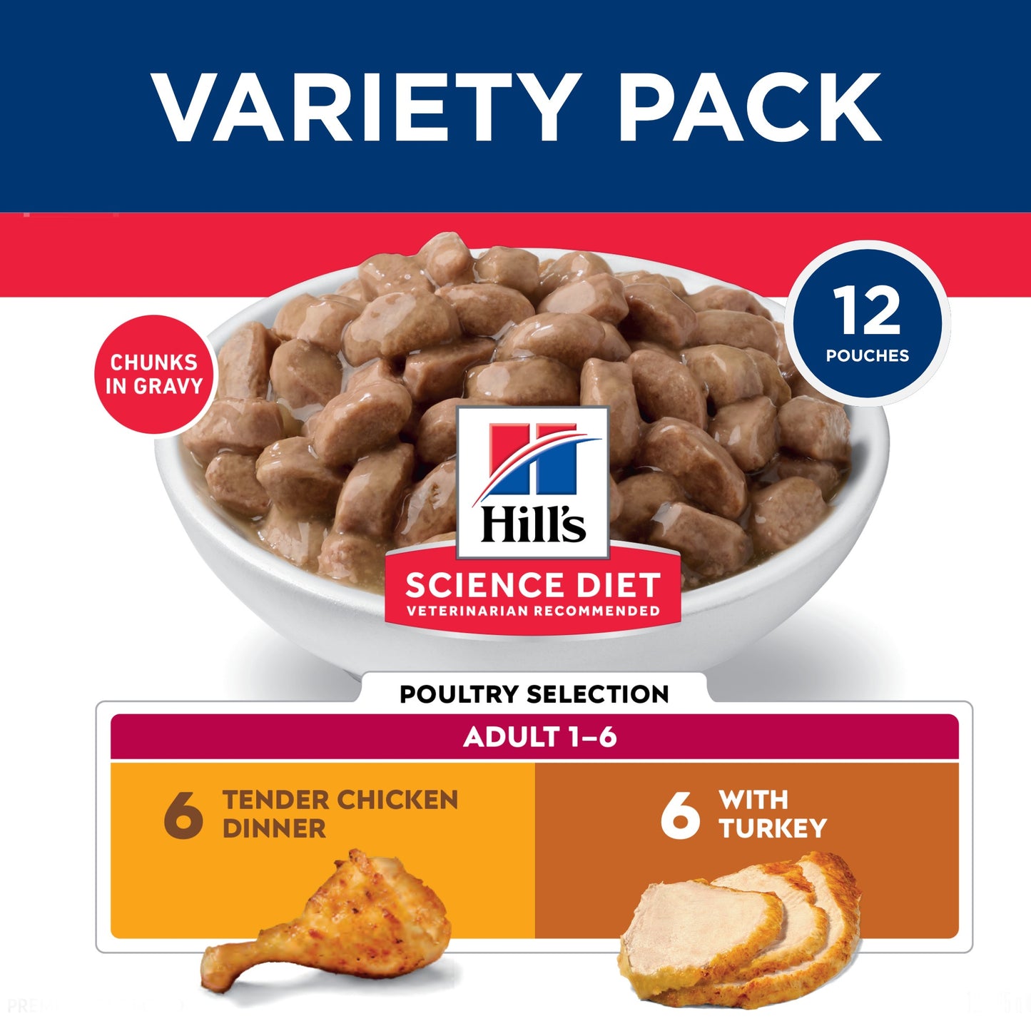 Hill’s Science Diet Adult Poultry Selection Variety Pack Wet Cat Food Pouches 12x85g
