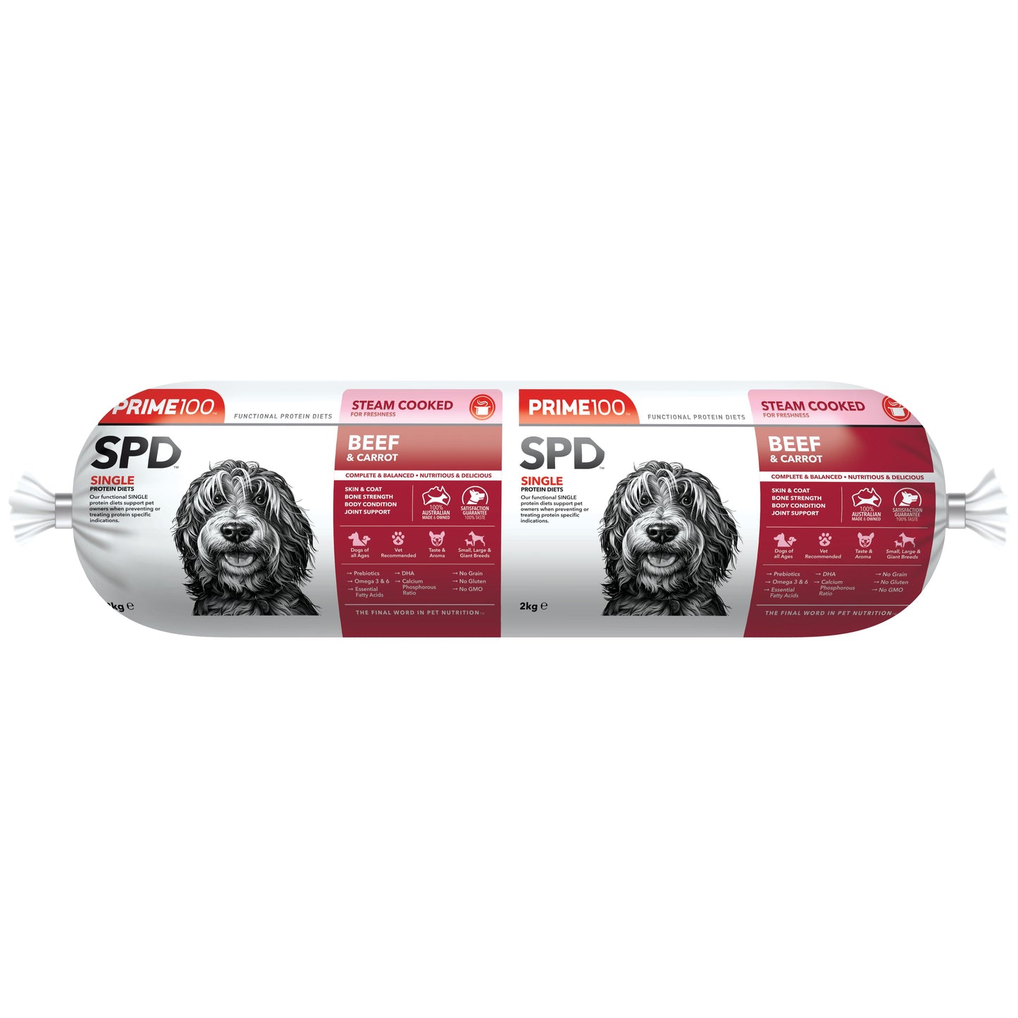 Prime100 SPD Beef & Carrot Fresh Dog Roll