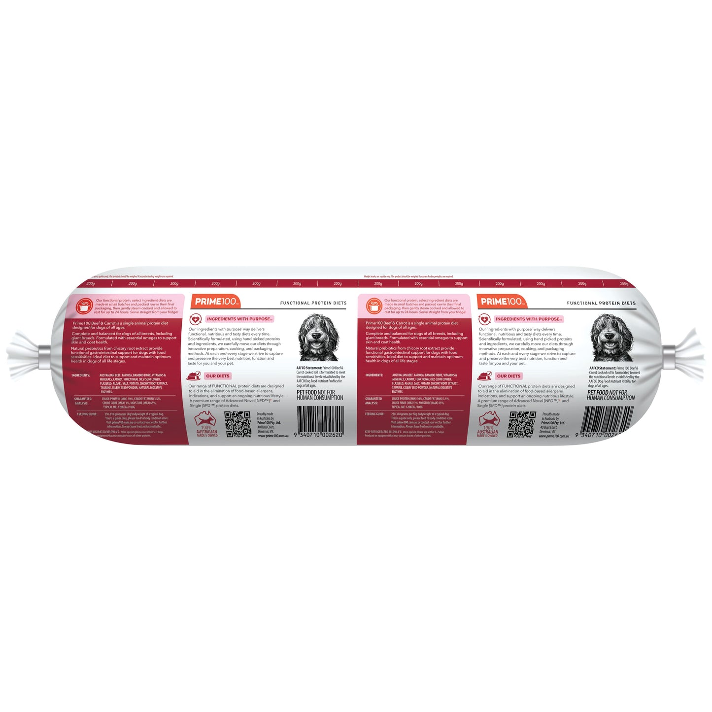 Prime100 SPD Beef & Carrot Fresh Dog Roll