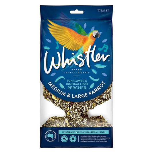 Whistler Medium & Large Parrot Sunflower & Tropical Fruit Blend Percher 975g