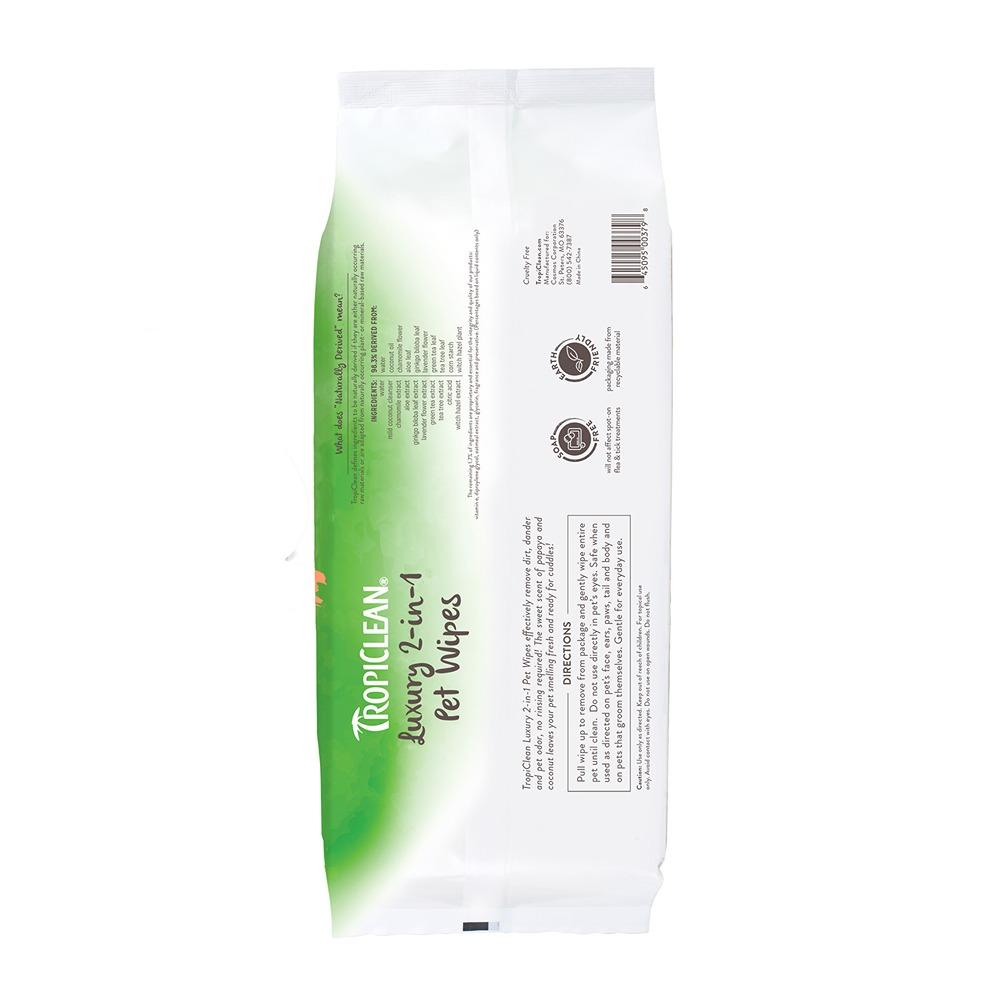 TropiClean Luxury 2-in-1 Pet Wipes 100pk