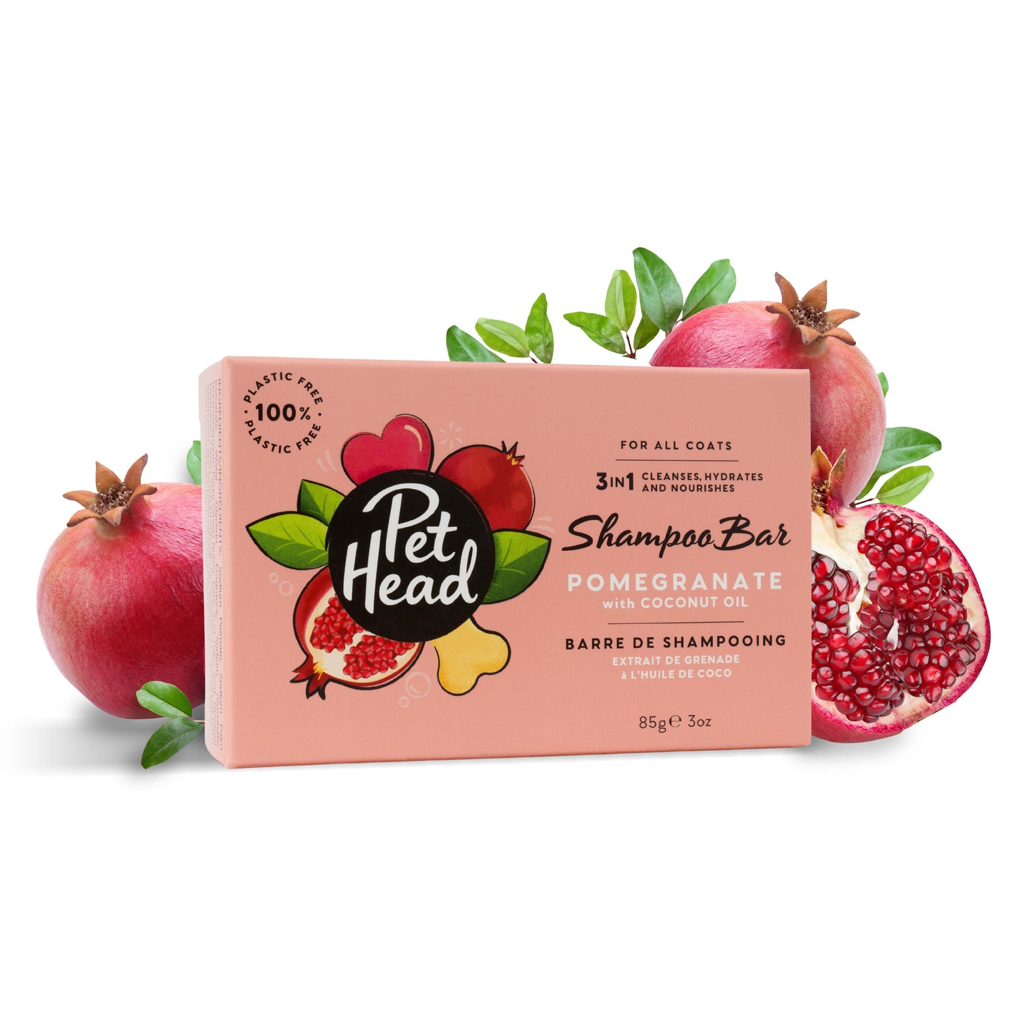 Pet Head 3 in 1 Shampoo Bar For Dogs Pomegranate