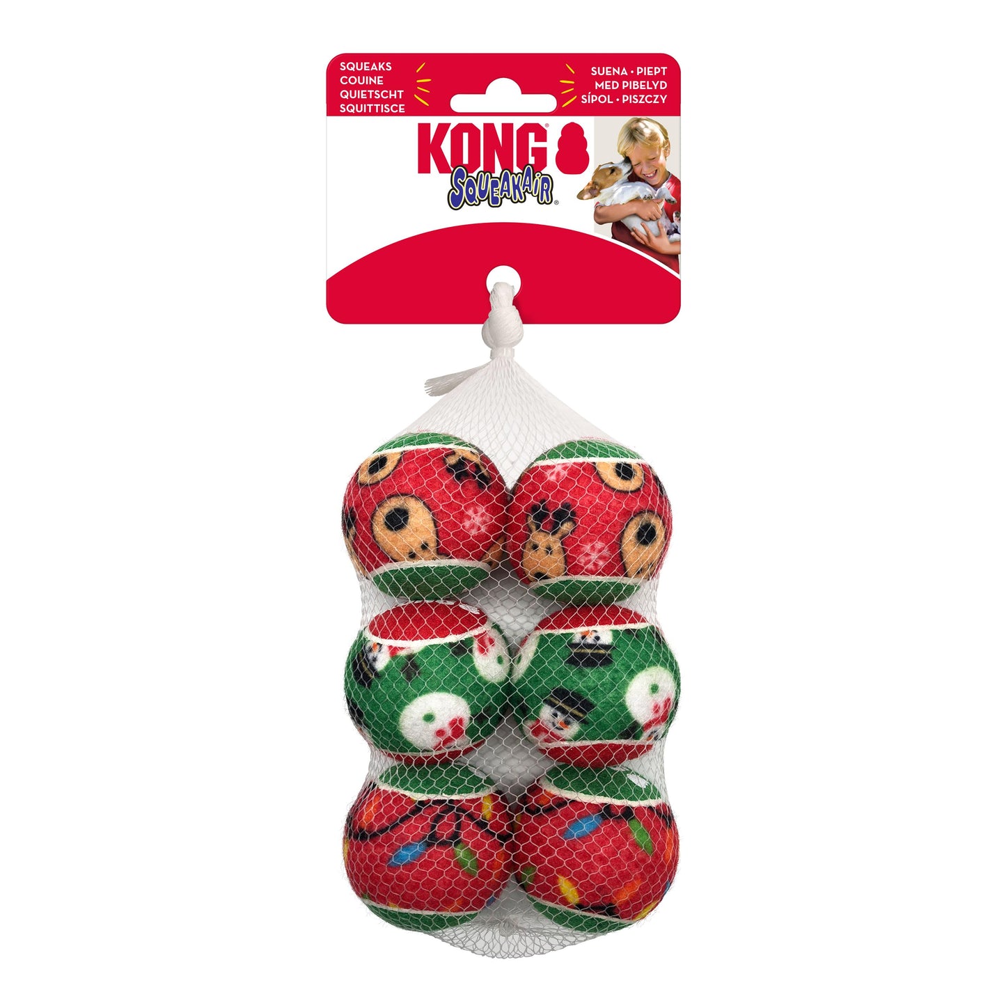 Kong Christmas Holiday SqueakAir Balls Dog Toy 6 Pack