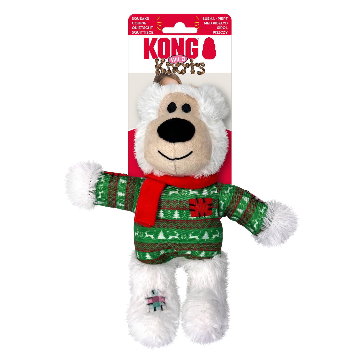 Kong Christmas Holiday Wild Knots Bear Assorted Dog Toy