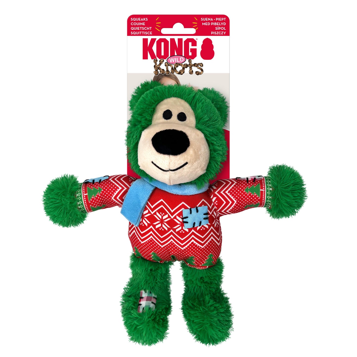 Kong Christmas Holiday Wild Knots Bear Assorted Dog Toy