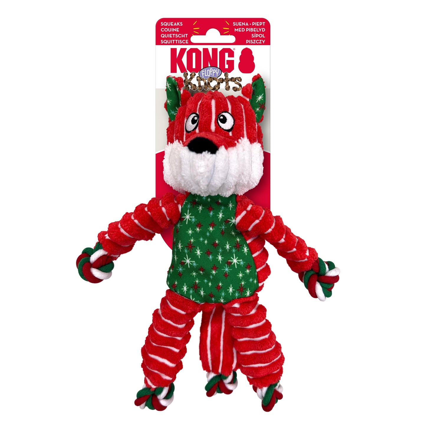 Kong Christmas Holiday Floppy Knots Fox Dog Toy