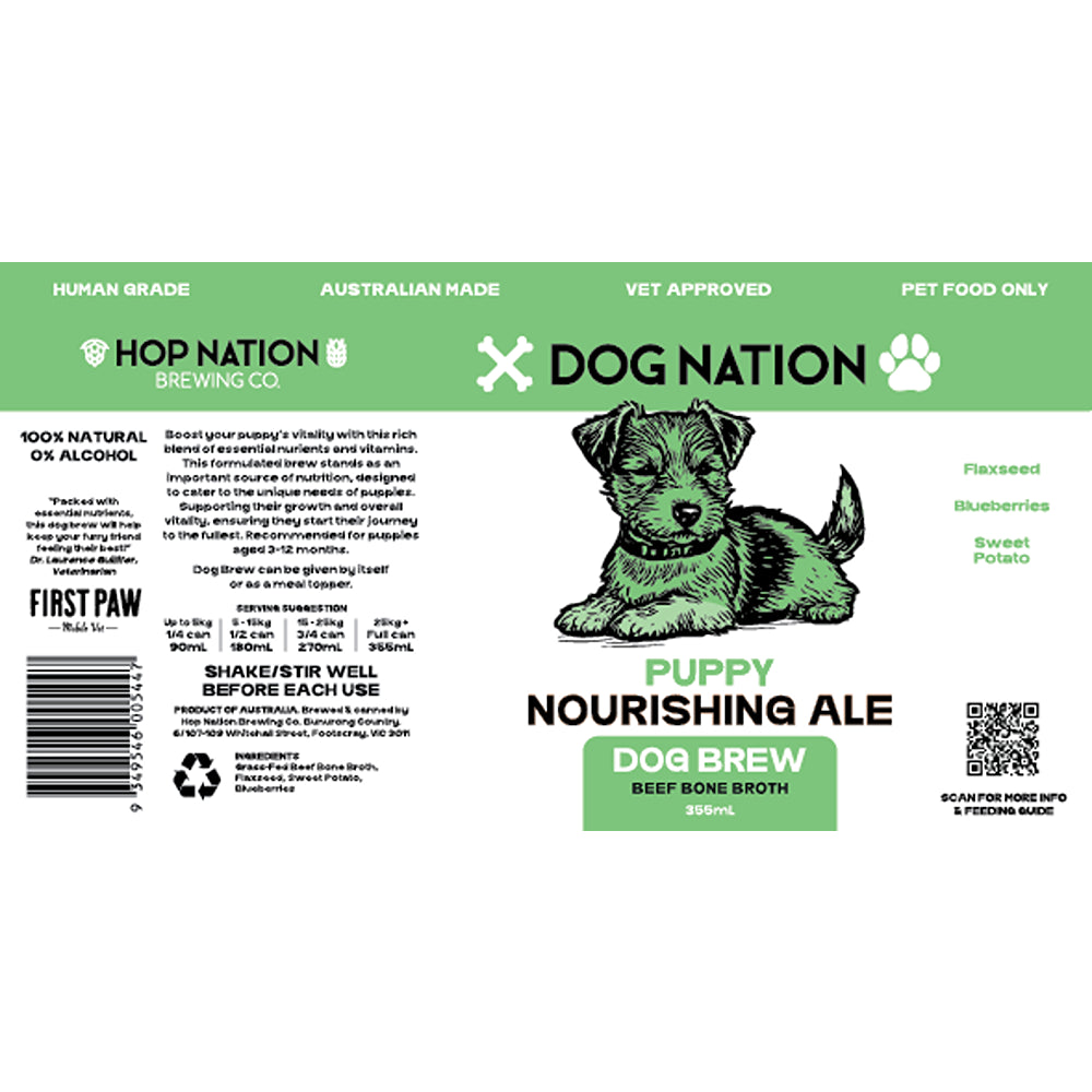 Dog Nation Dog Beer Beef Bone Broth Puppy Dog Treats