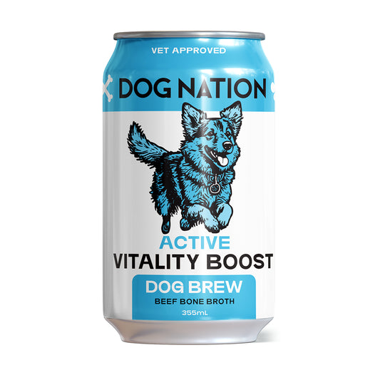 Dog Nation Dog Beer Active Vitality Boost Beef Bone Broth Dog Treats