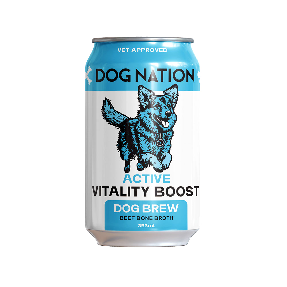 Dog Nation Dog Beer Active Vitality Boost Beef Bone Broth Dog Treats