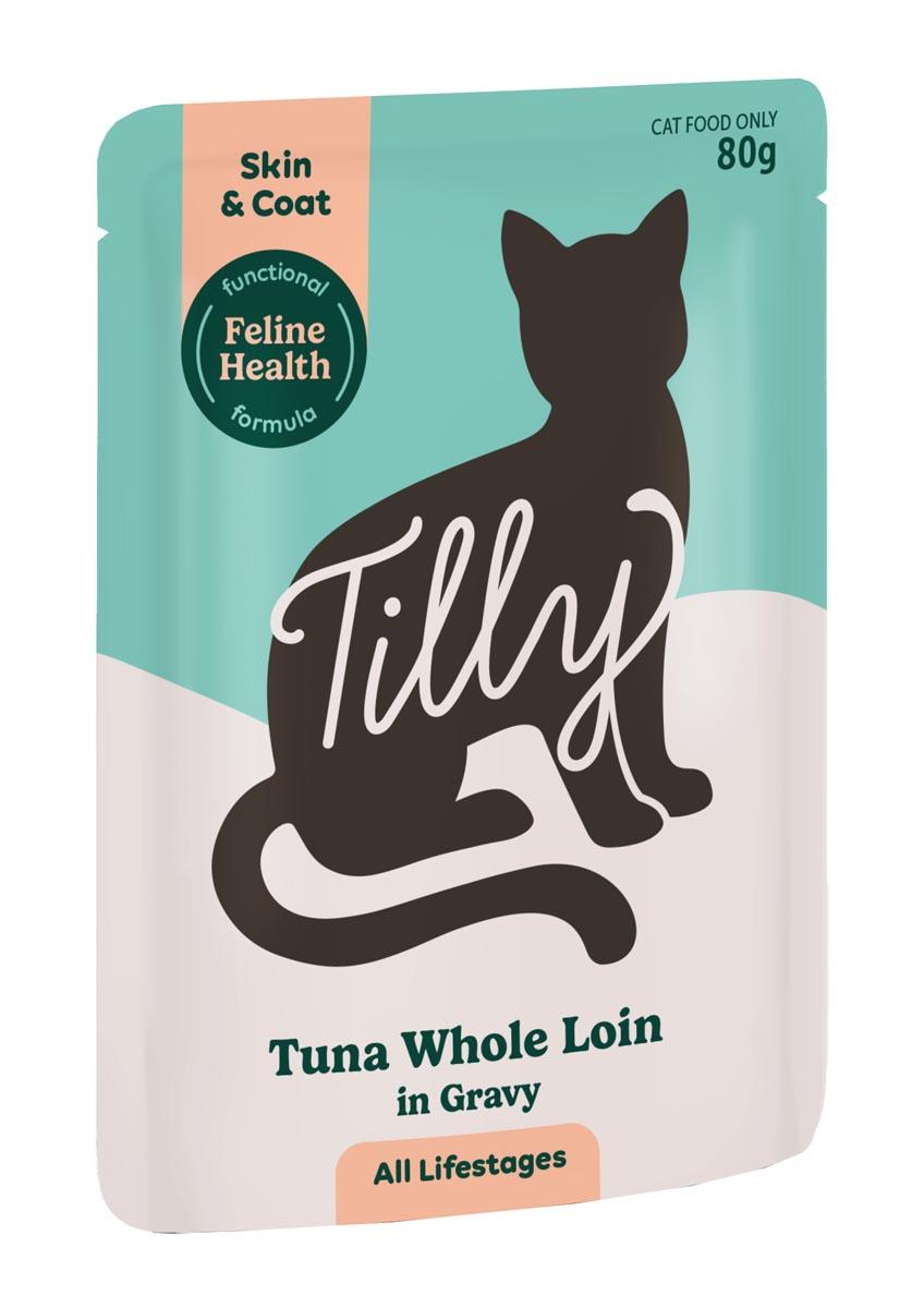 Tilly Skin & Coat Tuna Whole Loin in Gravy Wet Cat Food 80g
