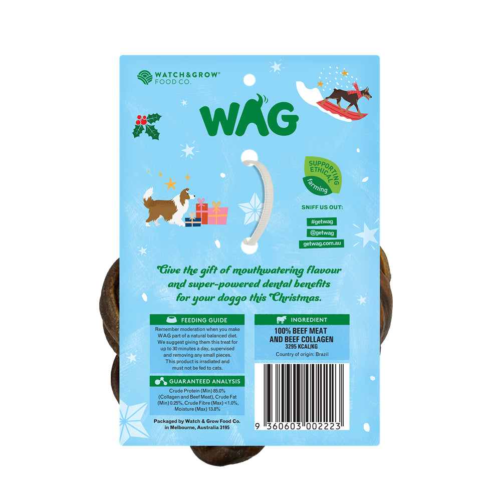 WAG Christmas Wreath Braided Collagen Dog Treat