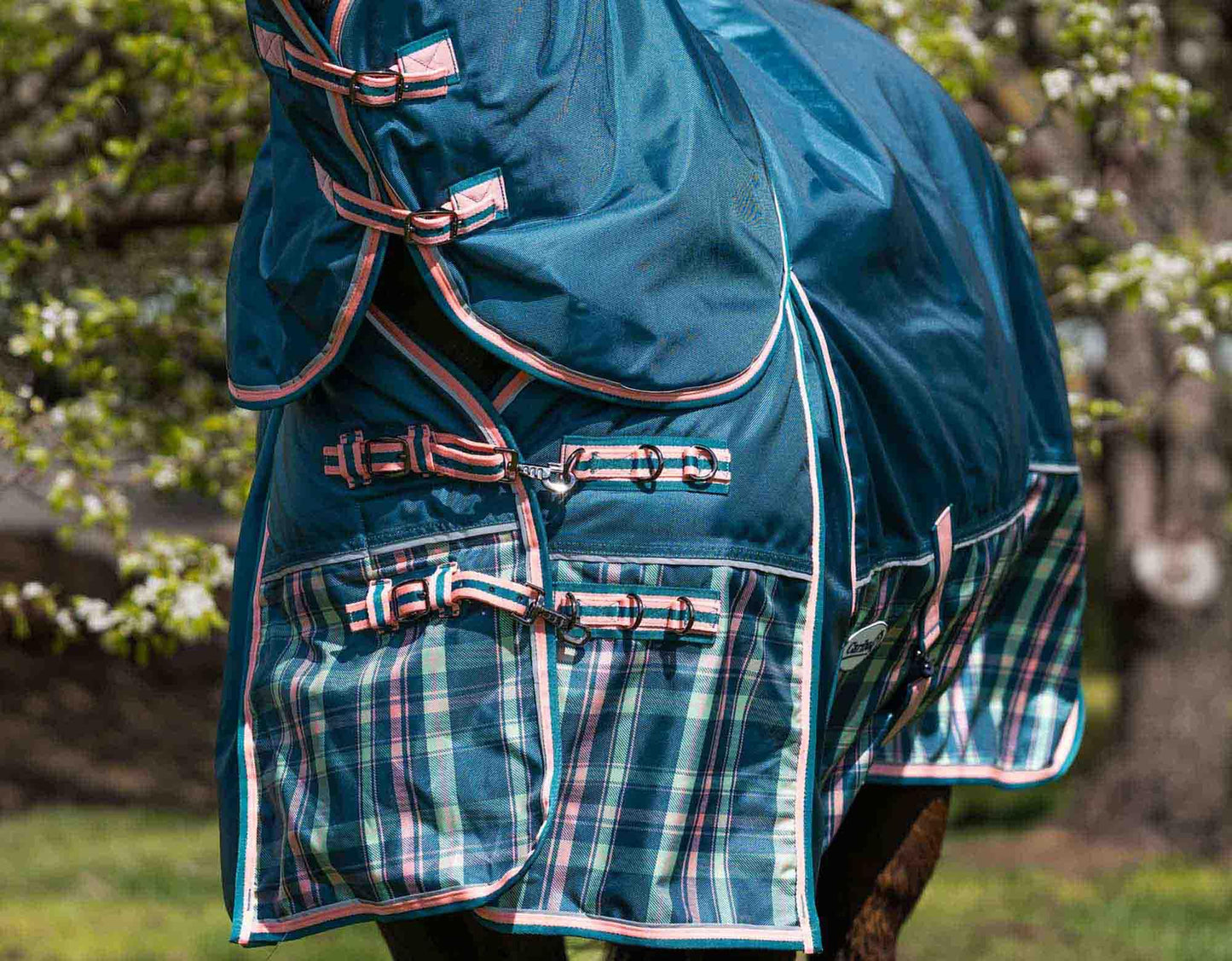 Caribu Colorado Detach-a-Neck Horse Rug 250g Green Tartan