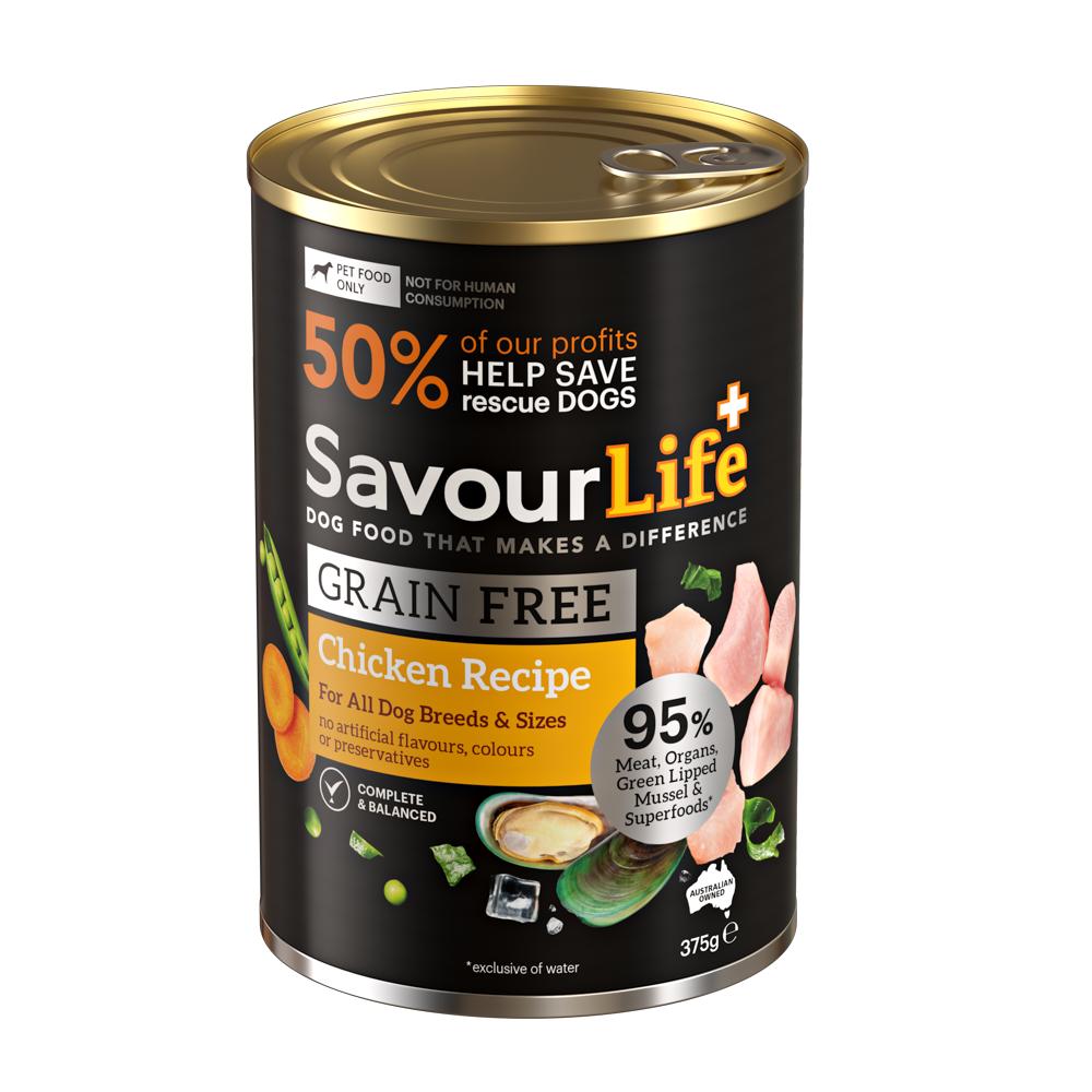 SavourLife Grain Free Adult Chicken Recipe Wet Dog Food 375g