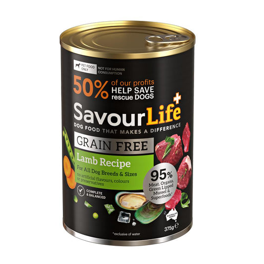 SavourLife Grain Free Adult Lamb Recipe Wet Dog Food 375g