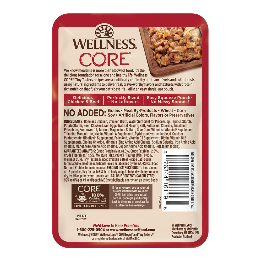 Wellness Core Tiny Tasters Minced Chicken & Beef In Gravy Wet Cat Food 50g