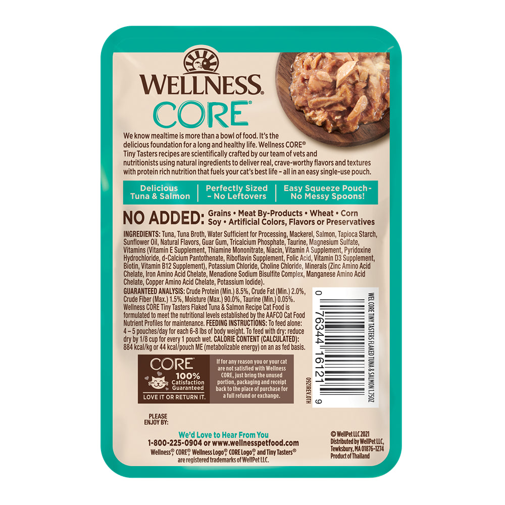 Wellness Core Tiny Tasters Flaked Tuna & Salmon In Broth Wet Cat Food 50g