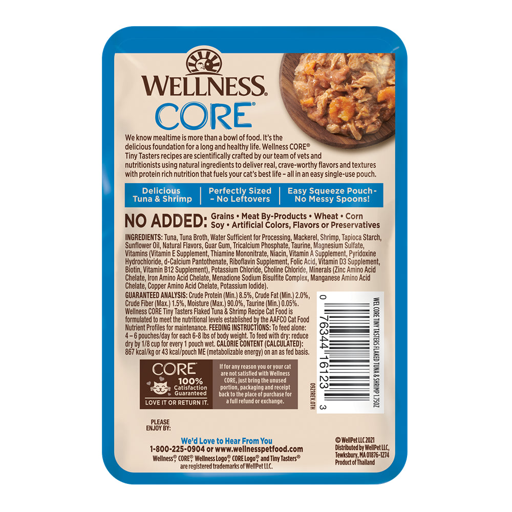 Wellness Core Tiny Tasters Flaked Tuna & Shrimp In Broth Wet Cat Food 50g