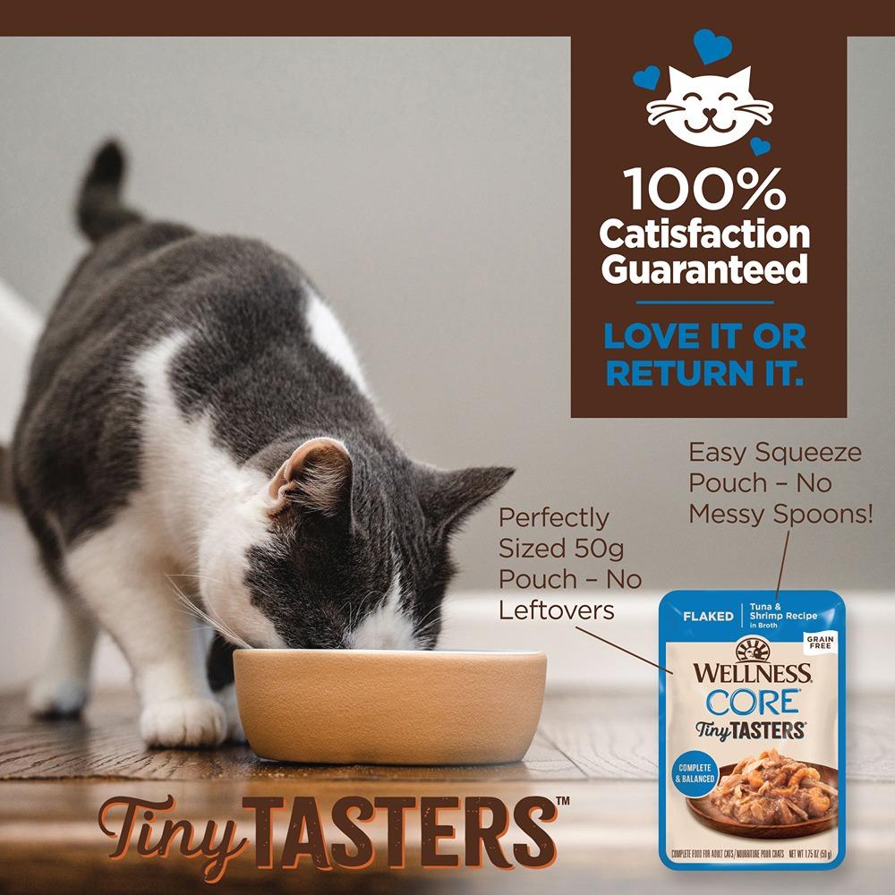 Wellness Core Tiny Tasters Flaked Tuna & Shrimp In Broth Wet Cat Food 50g