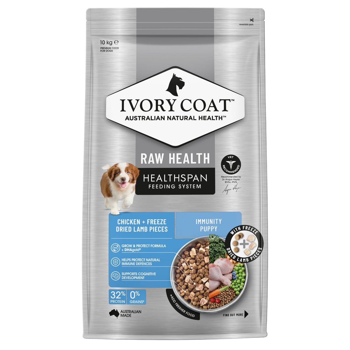 Ivory Coat Raw Health Puppy Immunity Dry Dog Food