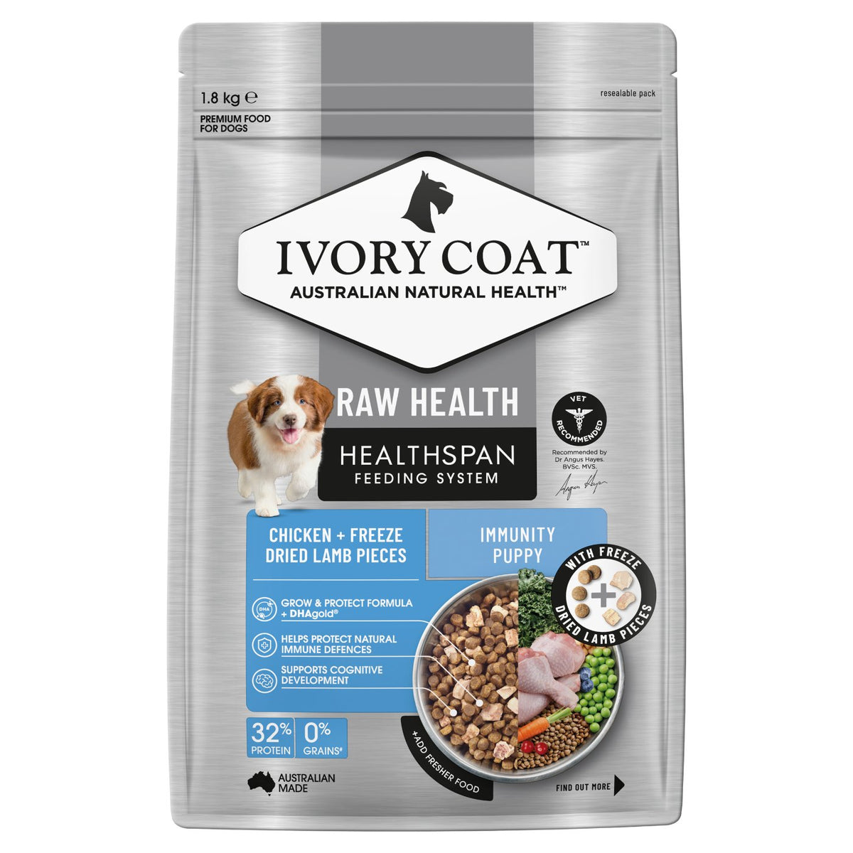 Ivory Coat Raw Health Puppy Immunity Dry Dog Food
