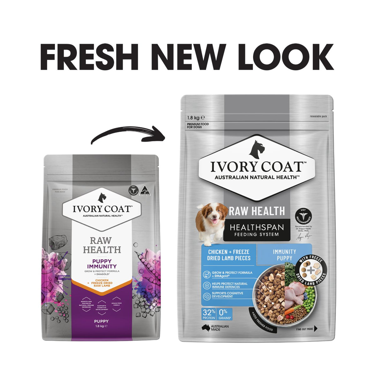 Ivory Coat Raw Health Puppy Immunity Dry Dog Food