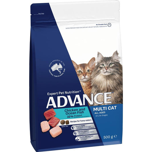 Advance Multi-Cat Adult Chicken and Ocean Fish Dry Cat Food