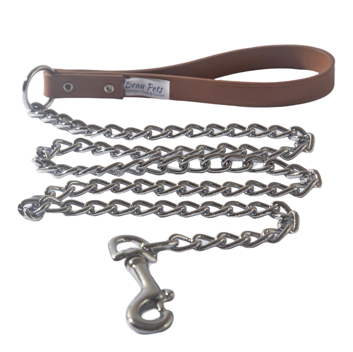 Beau Pets Chain Lead Leather Handle 3.00mmx120cm