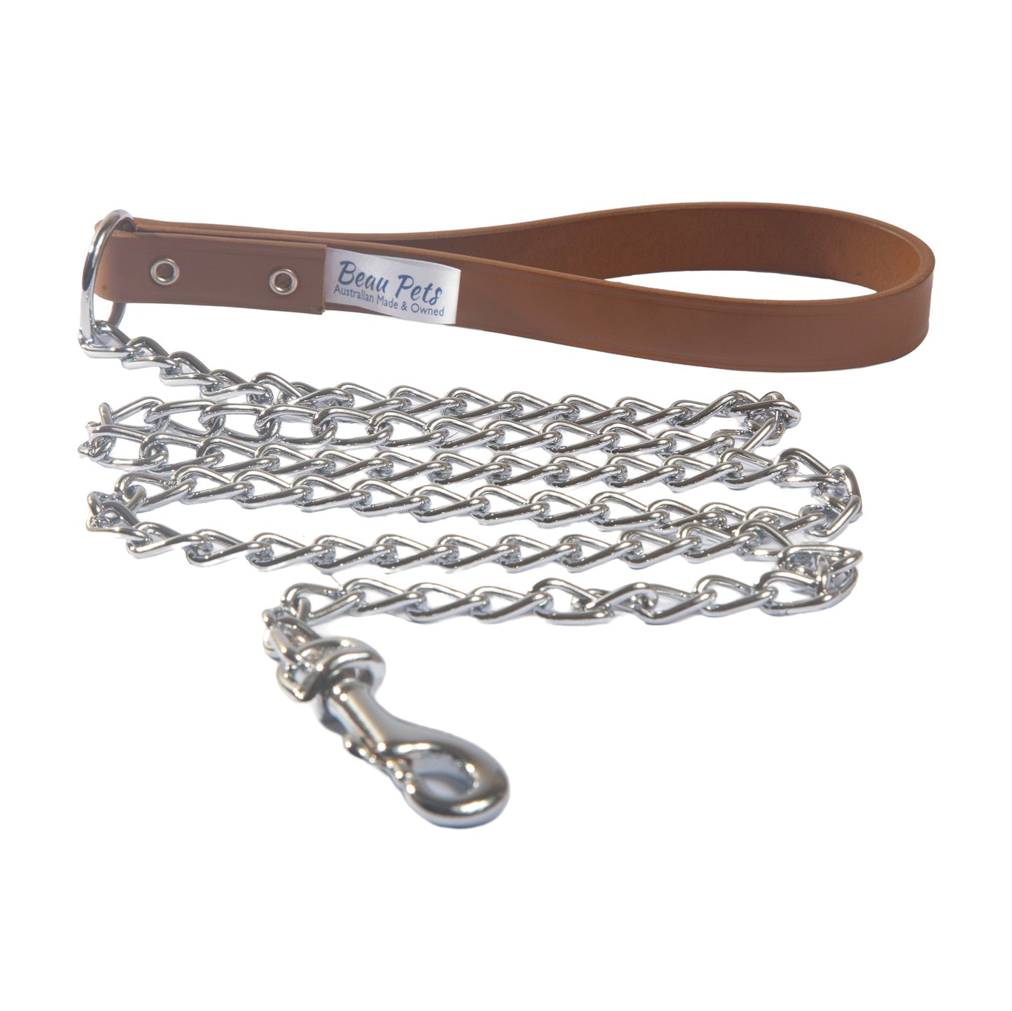 Beau Pets Chain Lead Leather Handle 2.5mmx120cm