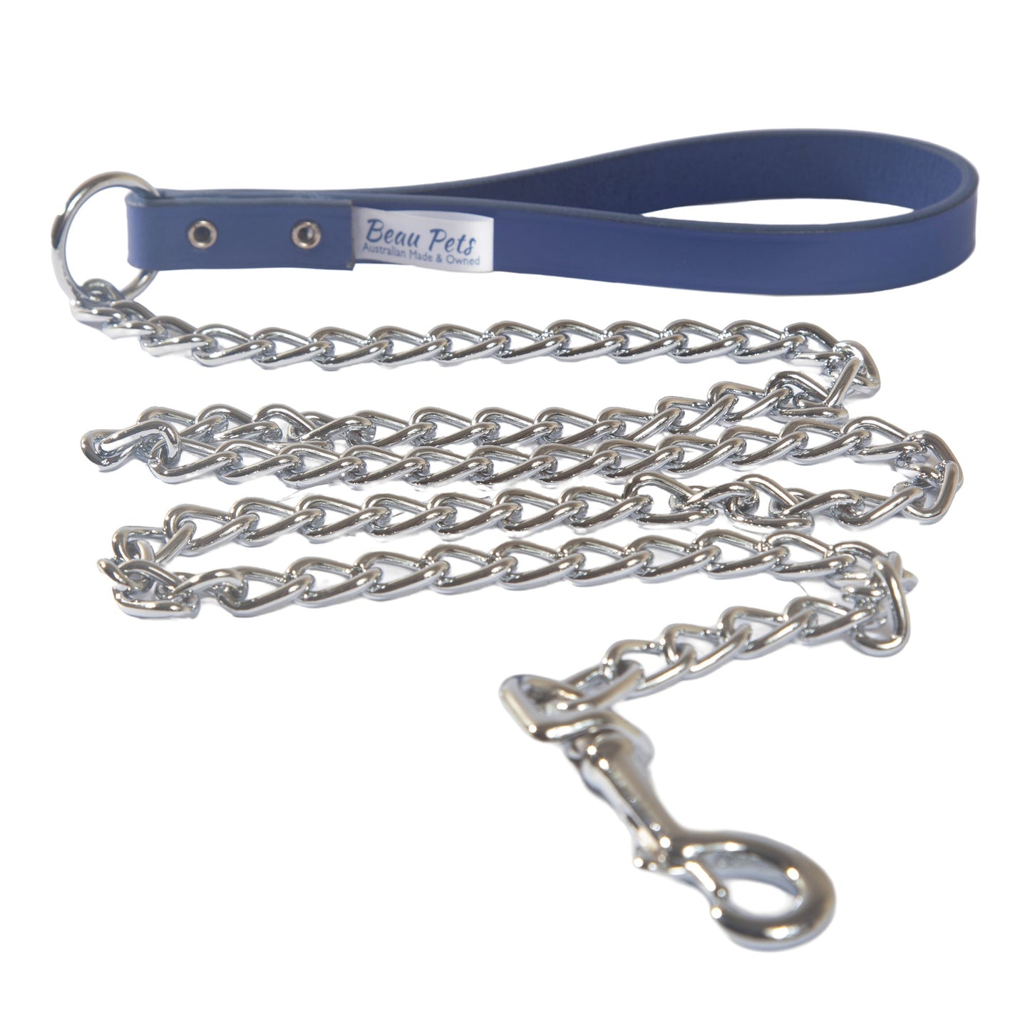 Beau Pets Chain Lead Leather Handle 3.00mmx120cm