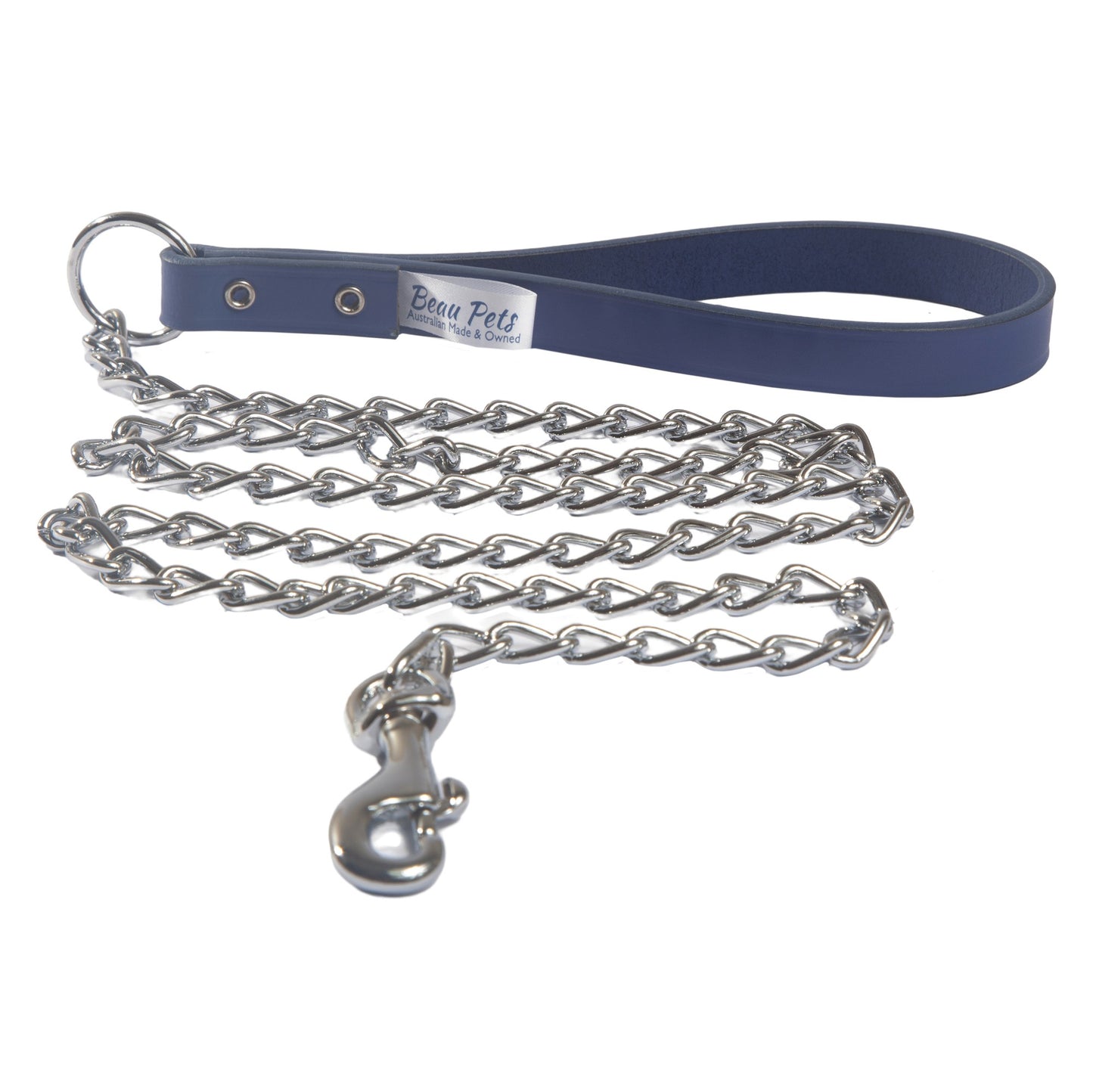 Beau Pets Chain Lead Leather Handle 2.5mmx120cm