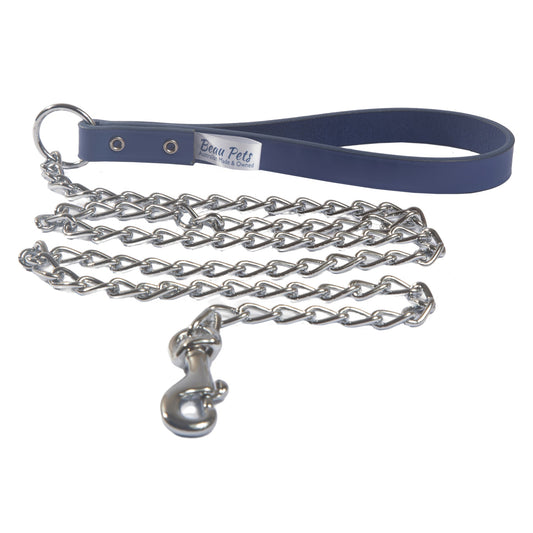 Beau Pets Chain Lead Leather Handle 2.5mmx120cm