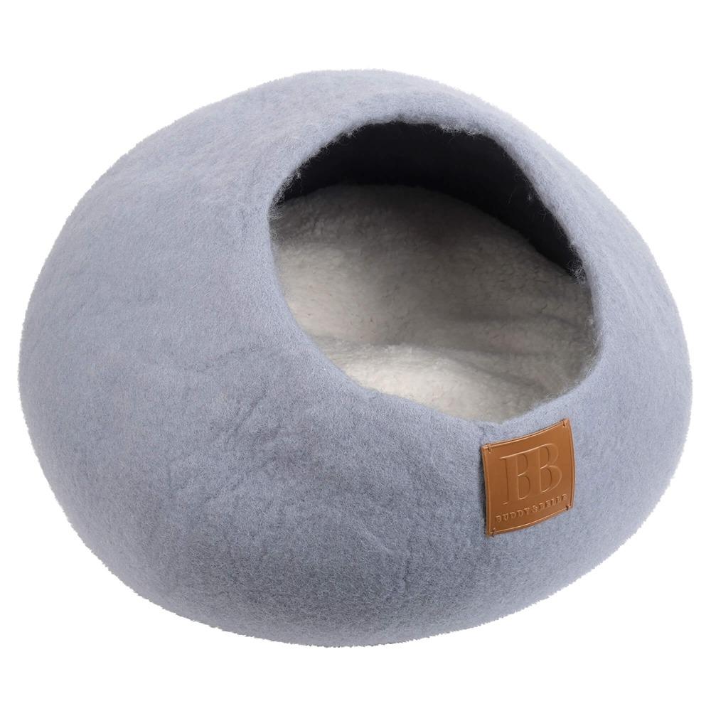Buddy & Belle Wool Cat Cave Bed Pearl Blue