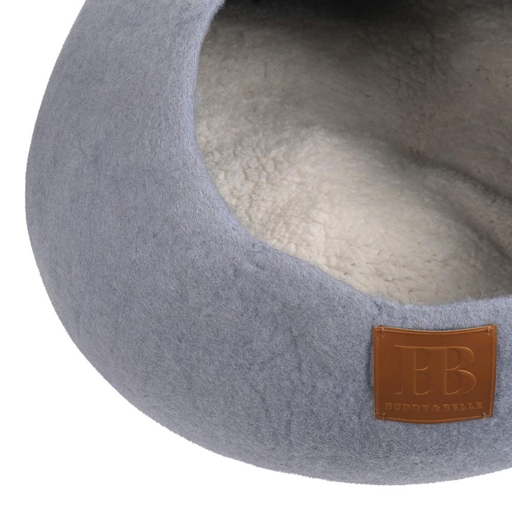 Buddy & Belle Wool Cat Cave Bed Pearl Blue