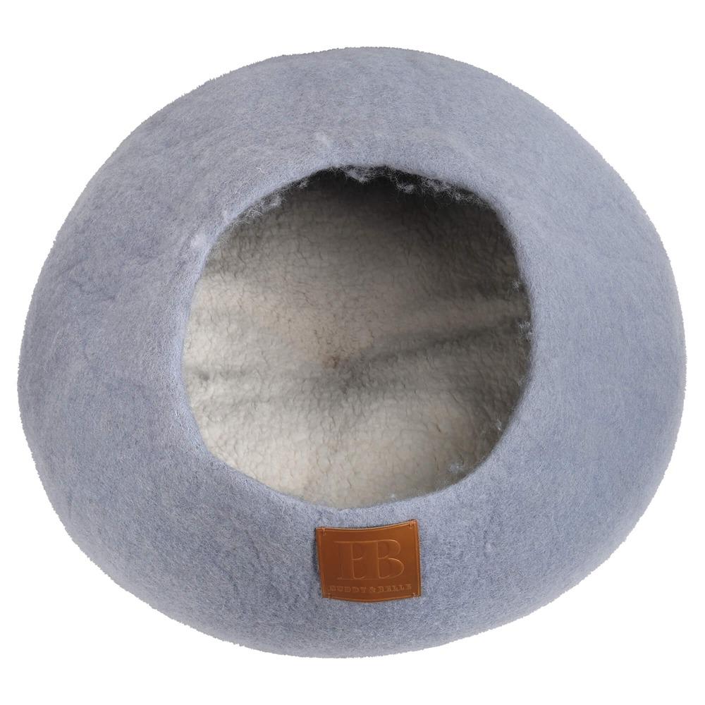 Buddy & Belle Wool Cat Cave Bed Pearl Blue