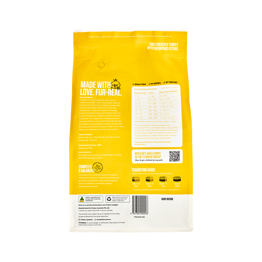 Petzyo Chicken & Turkey With Superfood Extras Dry Dog Food