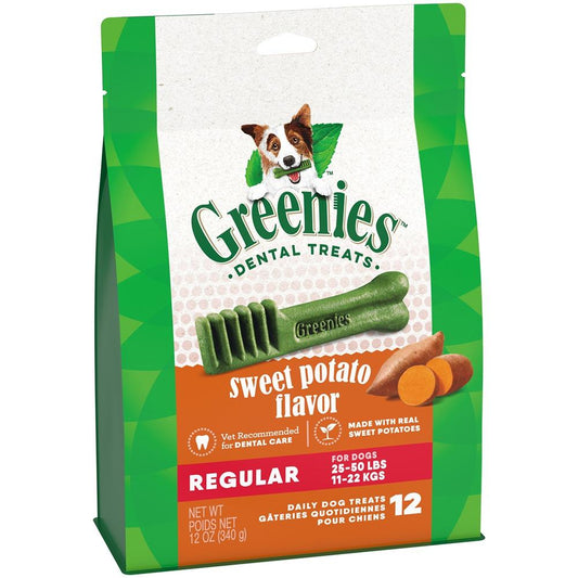 Greenies Canine Dental Dog Treat Sweet Potato Flavored Regular 340g