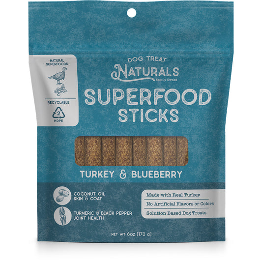 Dog Treat Naturals Turkey and Blueberry Superfood Sticks Dog Treats 170g