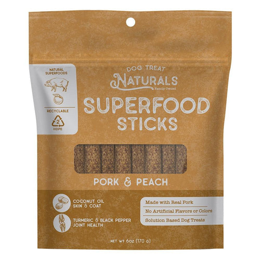 Dog Treat Naturals Pork and Peach Superfood Sticks Dog Treats 170g