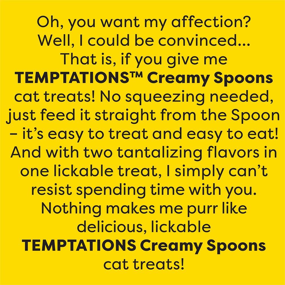 Temptations Creamy Spoons Cat Treat Tasty Chicken  & Savory Salmon 4x10g