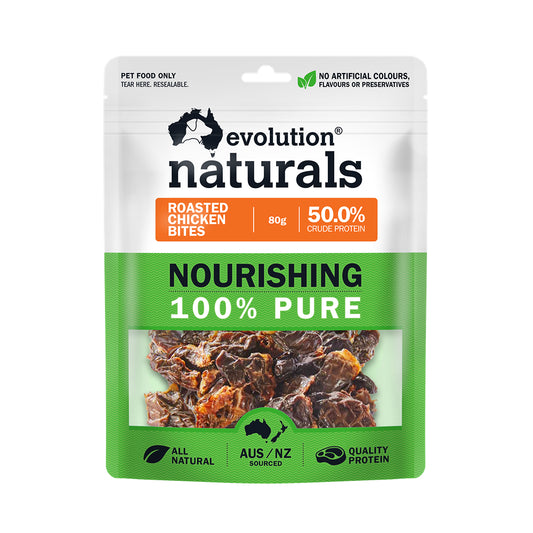 Evolution Naturals Oven Roasted Chicken Bites Dog Treats 80g