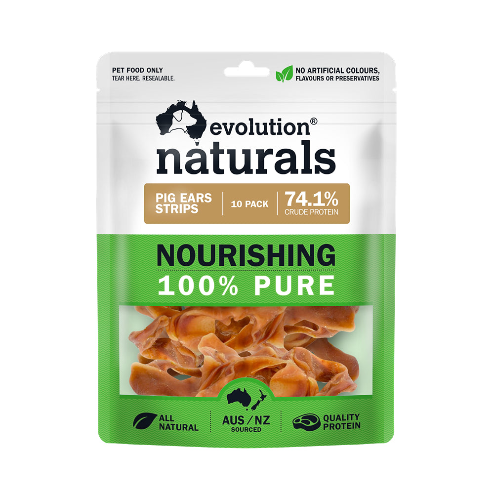 Evolution Naturals Pig Ear Strips Dog Treats 10 Pack