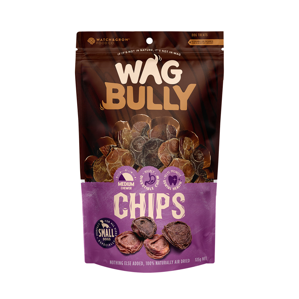 WAG Small Breed Bully Chips Dog Treats 125g